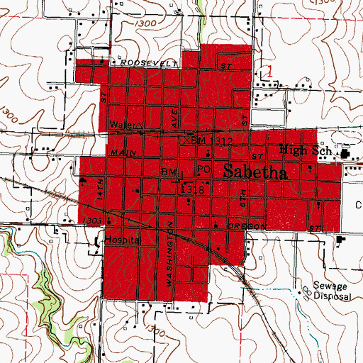 Topographic Map of Mary Cotton Pubic Library, KS