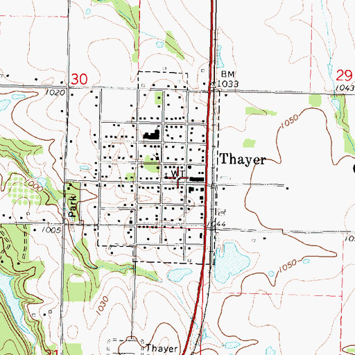 Topographic Map of Thayer Friday Reading Club Library, KS