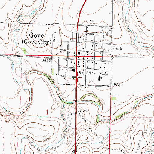 Topographic Map of Gove City Library, KS