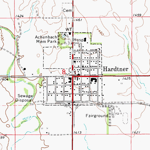 Topographic Map of Hardtner Public Library, KS