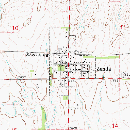 Topographic Map of Zenda Public Library, KS