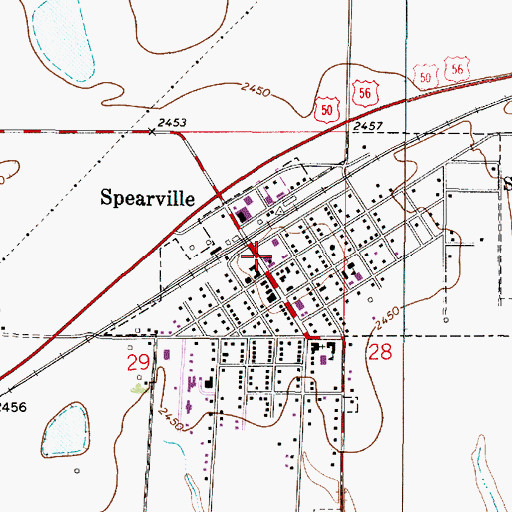Topographic Map of Spearville Township Library, KS