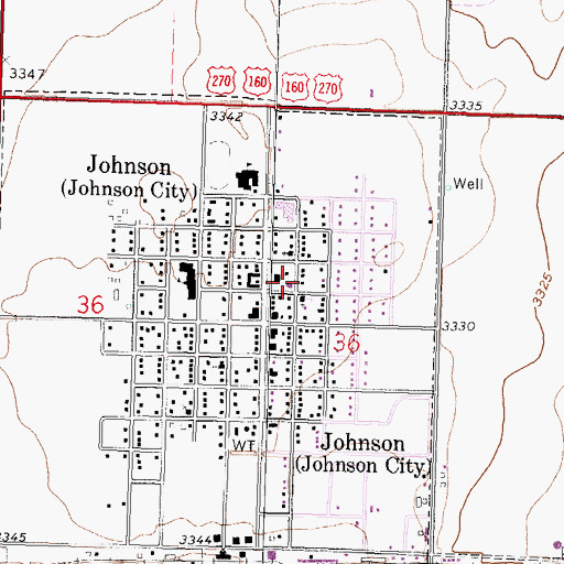 Topographic Map of Stanton County Public Library, KS