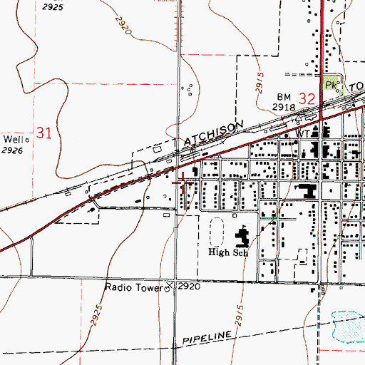 Topographic Map of Haskell Township Library, KS
