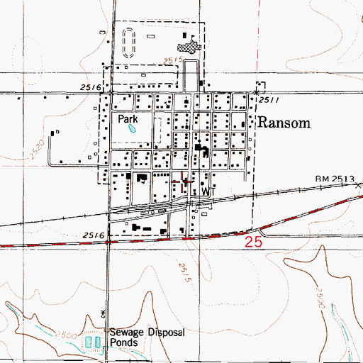 Topographic Map of Ransom Public Library, KS
