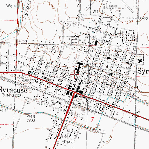 Topographic Map of Hamilton County Library, KS