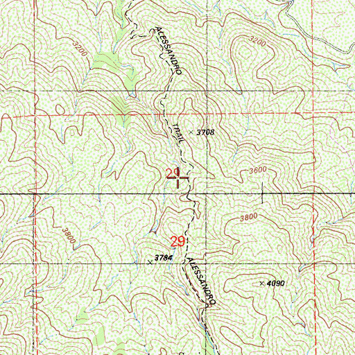 Topographic Map of Alessandro Trail, CA