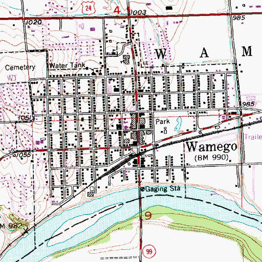 Topographic Map of Wamego Public Library, KS