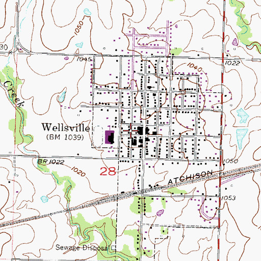 Topographic Map of Wellsville City Library, KS