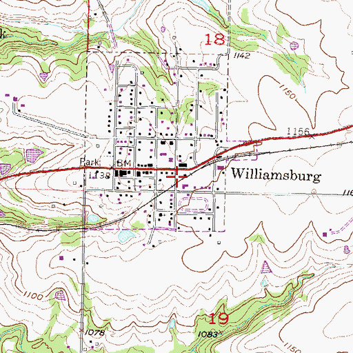Topographic Map of Williamsburg Community Library, KS