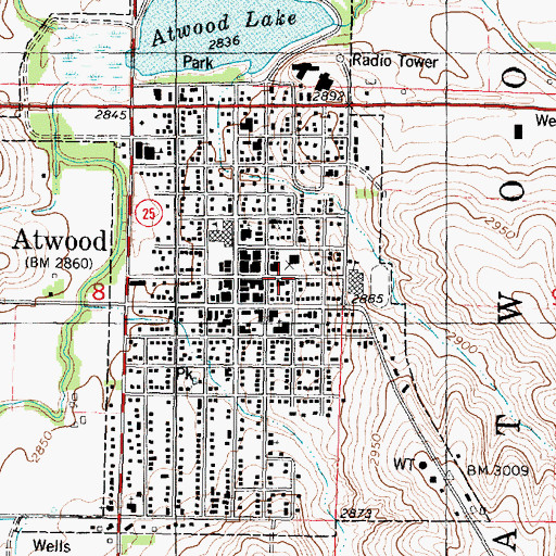 Topographic Map of Atwood Public Library, KS