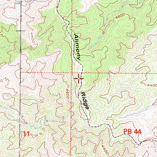 Topographic Map of Alimony Ridge, CA