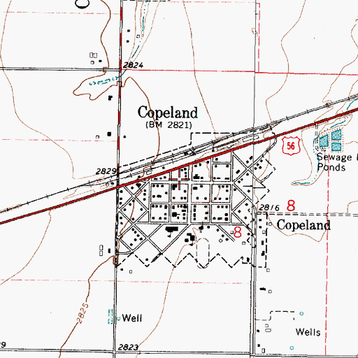 Topographic Map of Copeland Public Library, KS