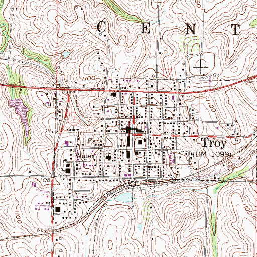 Topographic Map of Doniphan County Central Library, KS