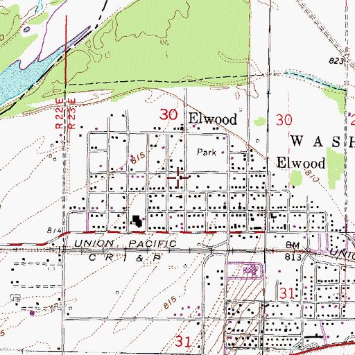 Topographic Map of Doniphan County Elwood Branch Library, KS