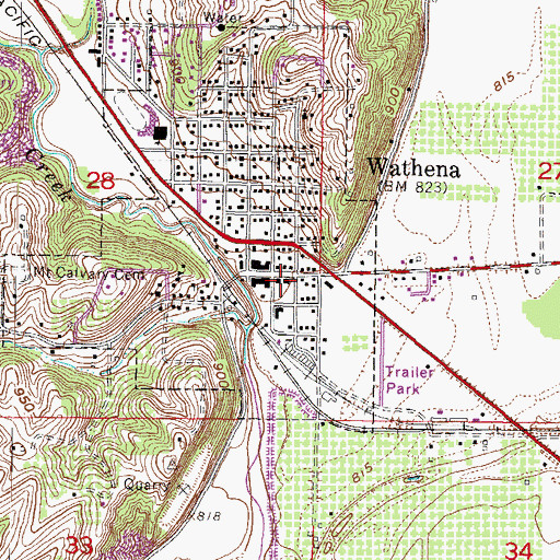 Topographic Map of Doniphan County Wathena Branch Library, KS