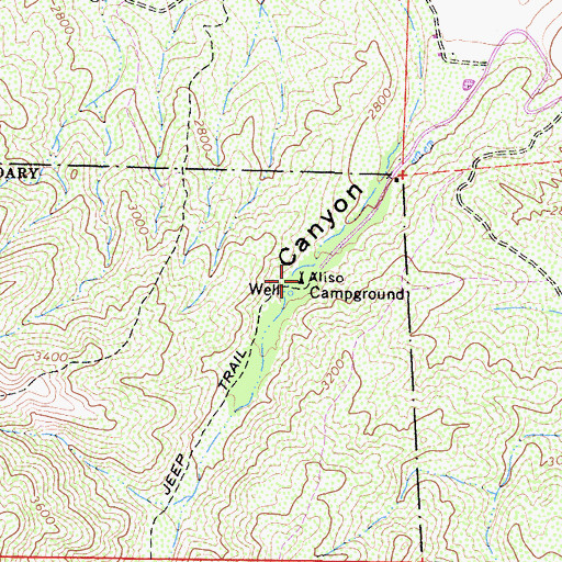 Topographic Map of Aliso Campground, CA