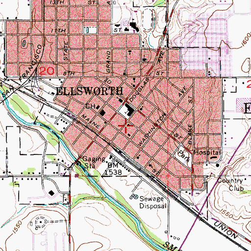 Topographic Map of J H Robbins Memorial Library, KS