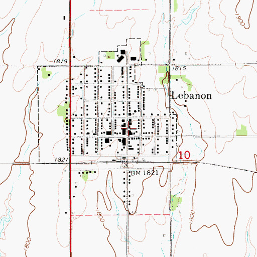 Topographic Map of Lebanon Community Library, KS