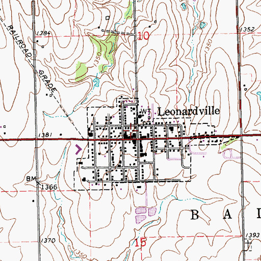 Topographic Map of Leonardville City Library, KS