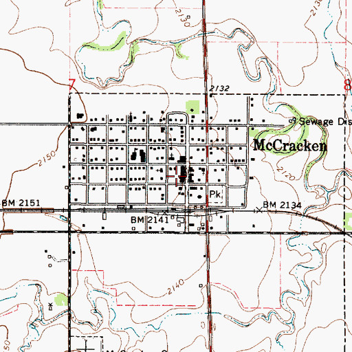 Topographic Map of McCracken Public Library, KS