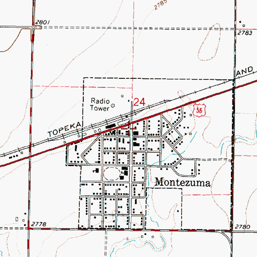 Topographic Map of Montezuma Township Library, KS