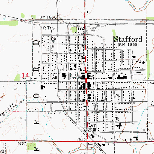 Topographic Map of Nora E Larabee Memorial Library, KS