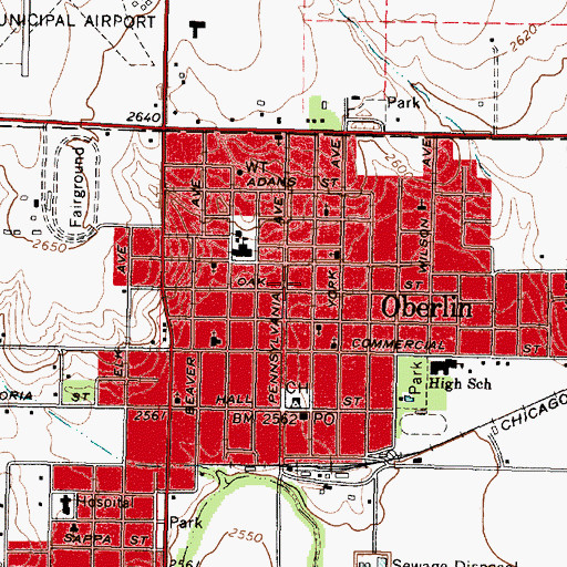 Topographic Map of Oberlin City Library, KS
