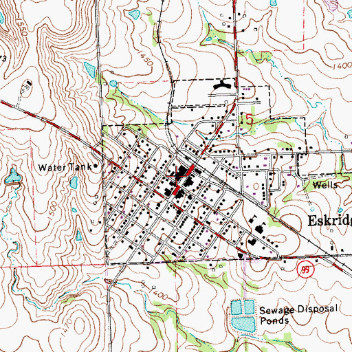 Topographic Map of Pottawatomie Wabaunsee Regional Library Eskridge Branch, KS