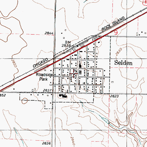 Topographic Map of Selden Public Library, KS