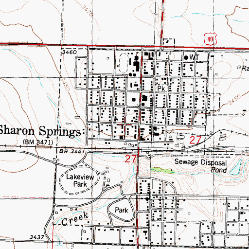 Topographic Map of Sharon Springs Public Library, KS