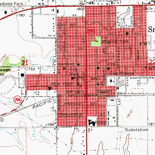 Topographic Map of Smith Center Public Library, KS