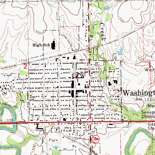 Topographic Map of Washington Public Library, KS