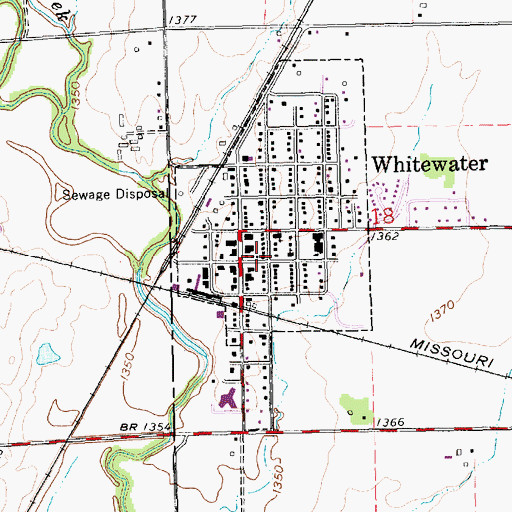 Topographic Map of Whitewater Memorial Library, KS