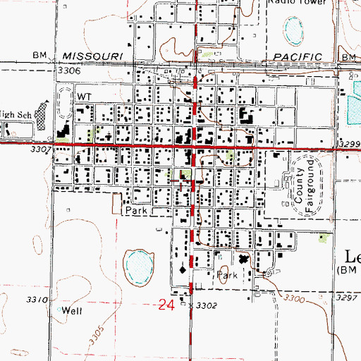 Topographic Map of Wichita County Library, KS