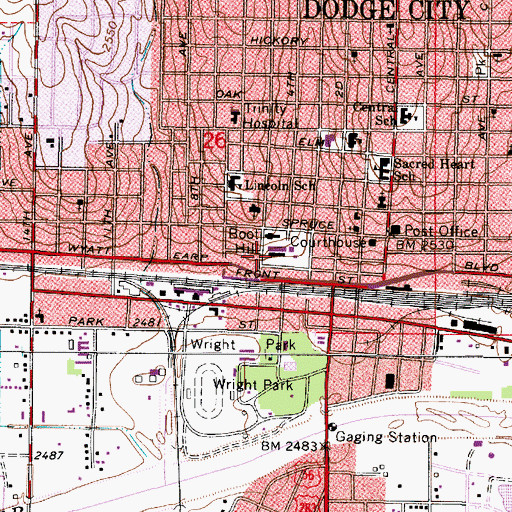 Topographic Map of Boot Hill Museum, KS