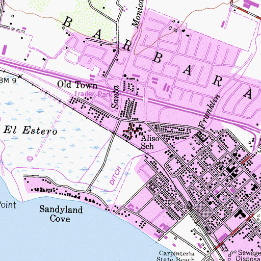 Topographic Map of Aliso Elementary School, CA