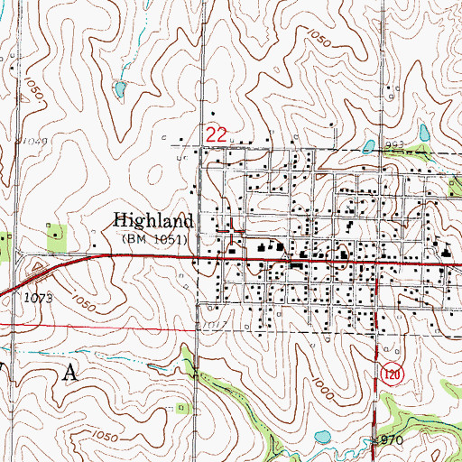 Topographic Map of Highland Community College Yost Art Gallery, KS
