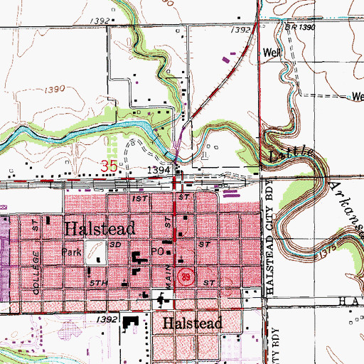 Topographic Map of Halstead Heritage Museum and Depot, KS