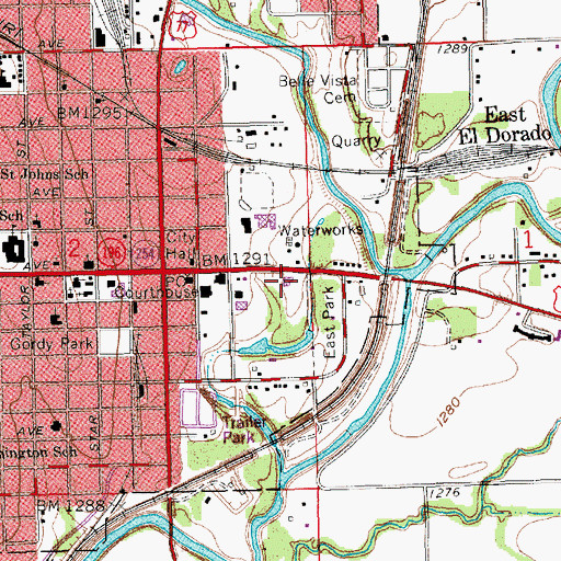 Topographic Map of Butler County History Center and Kansas Oil Museum, KS