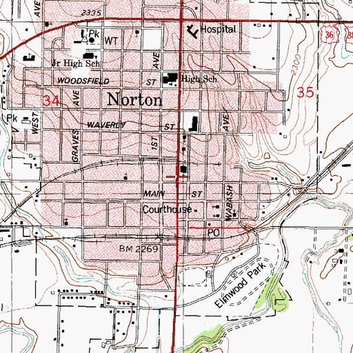 Topographic Map of Norton County Historical Society and Museum, KS