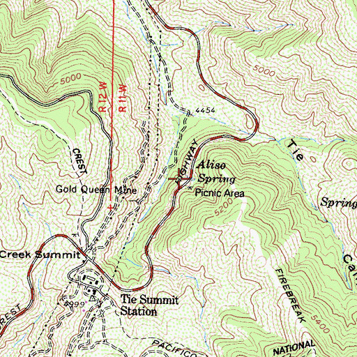 Topographic Map of Aliso Spring, CA