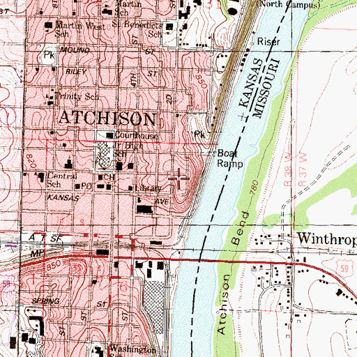 Topographic Map of Amelia Earhart Birthplace Museum, KS