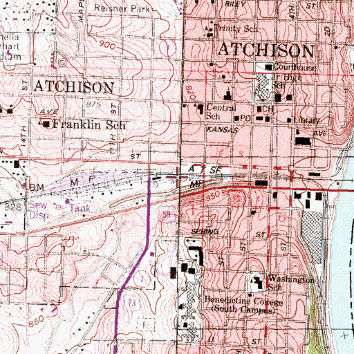 Topographic Map of Atchison Rail Museum, KS
