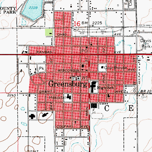 Topographic Map of The Big Well, KS