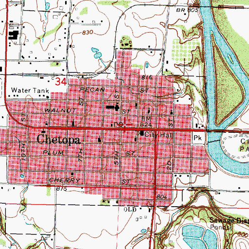 Topographic Map of Chetopa Historical Museum, KS