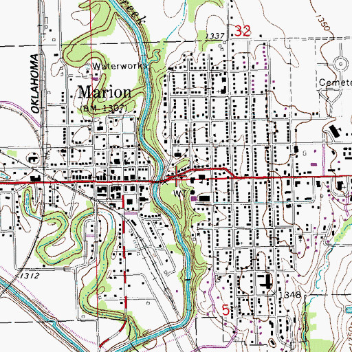 Topographic Map of Marion Museum, KS