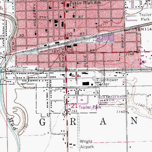 Topographic Map of Dwight D Eisenhower Boyhood Home, KS