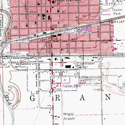 Topographic Map of Eisenhower Presidential Library and Museum, KS