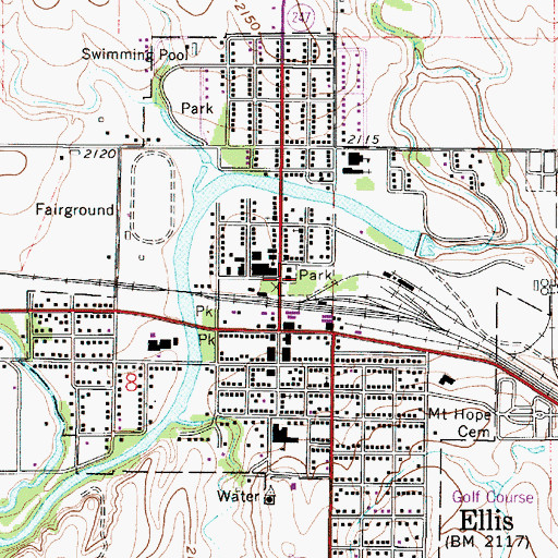 Topographic Map of Ellis Railroad Museum, KS